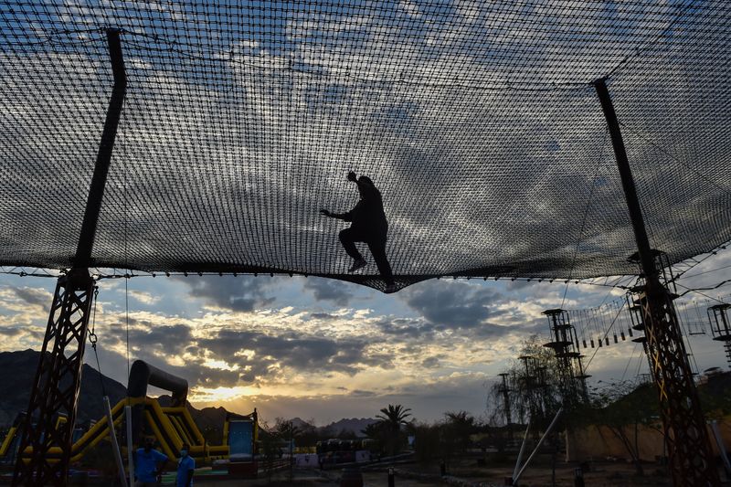 The big dive is like a giant net trampoline for adults