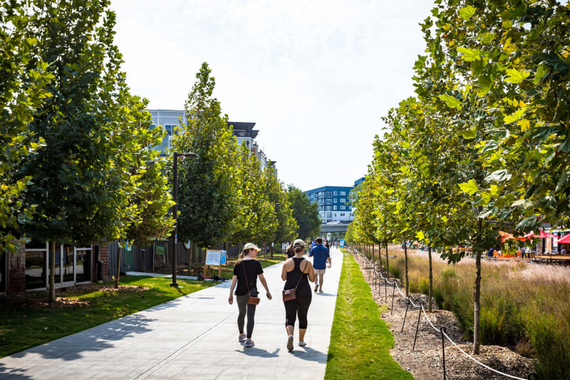 Two women out for a walk on the Atlanta BeltLine.