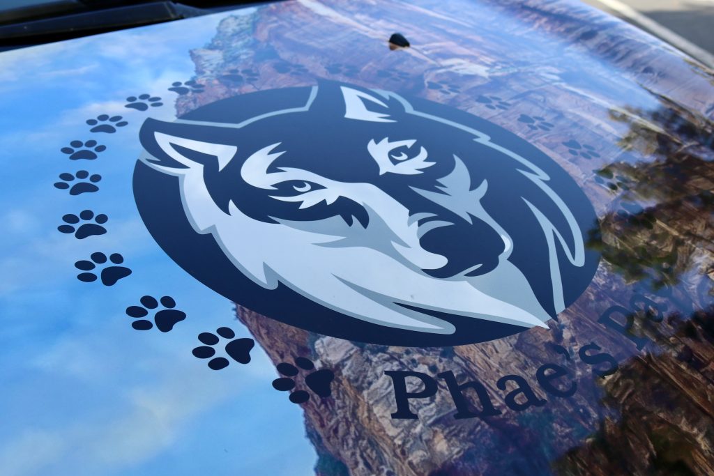Phae's Pack logo is displayed on the hood of his car, Ivins, Utah, August 31, 2022 |  Photo by Jessi Bang, St. George News