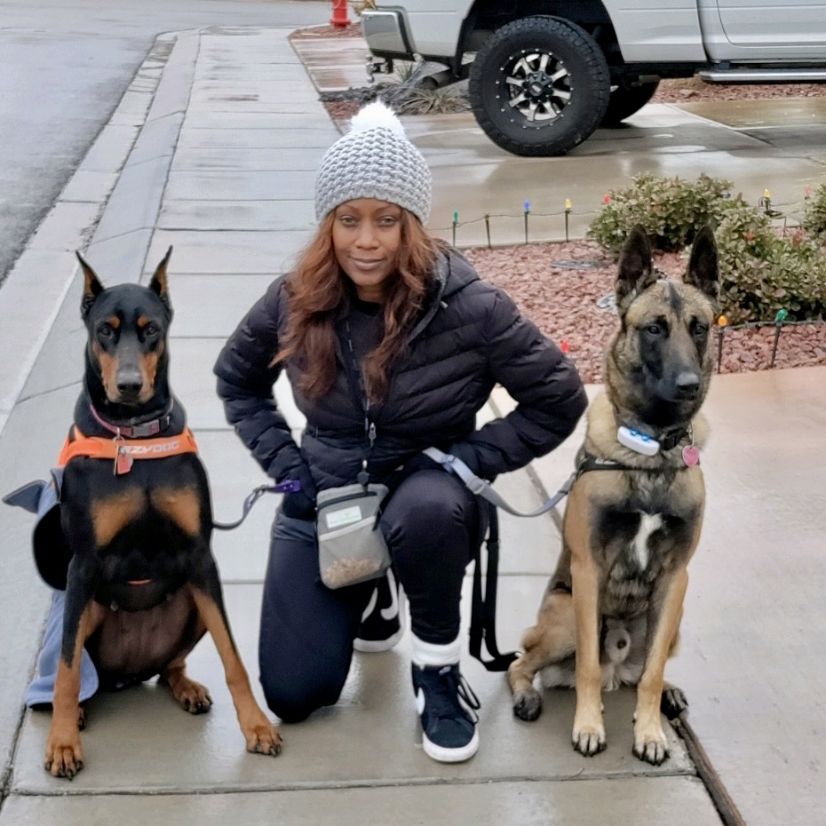 Phae Sunday poses with two dogs as she takes them for a walk, location and date not specified |  Photo courtesy of Phae Sunday, St. George News