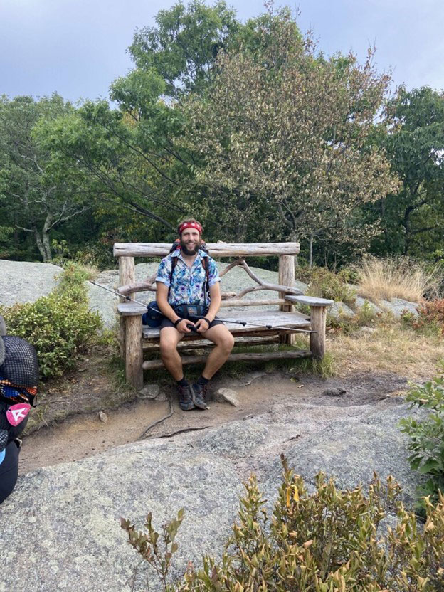 sitting on a bench